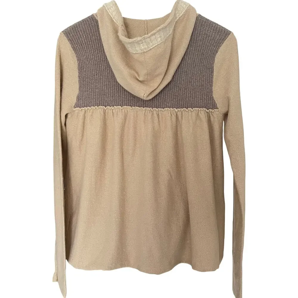 Free People Hooded Cardigan Sweater Cotton & Wool Blend Size Small